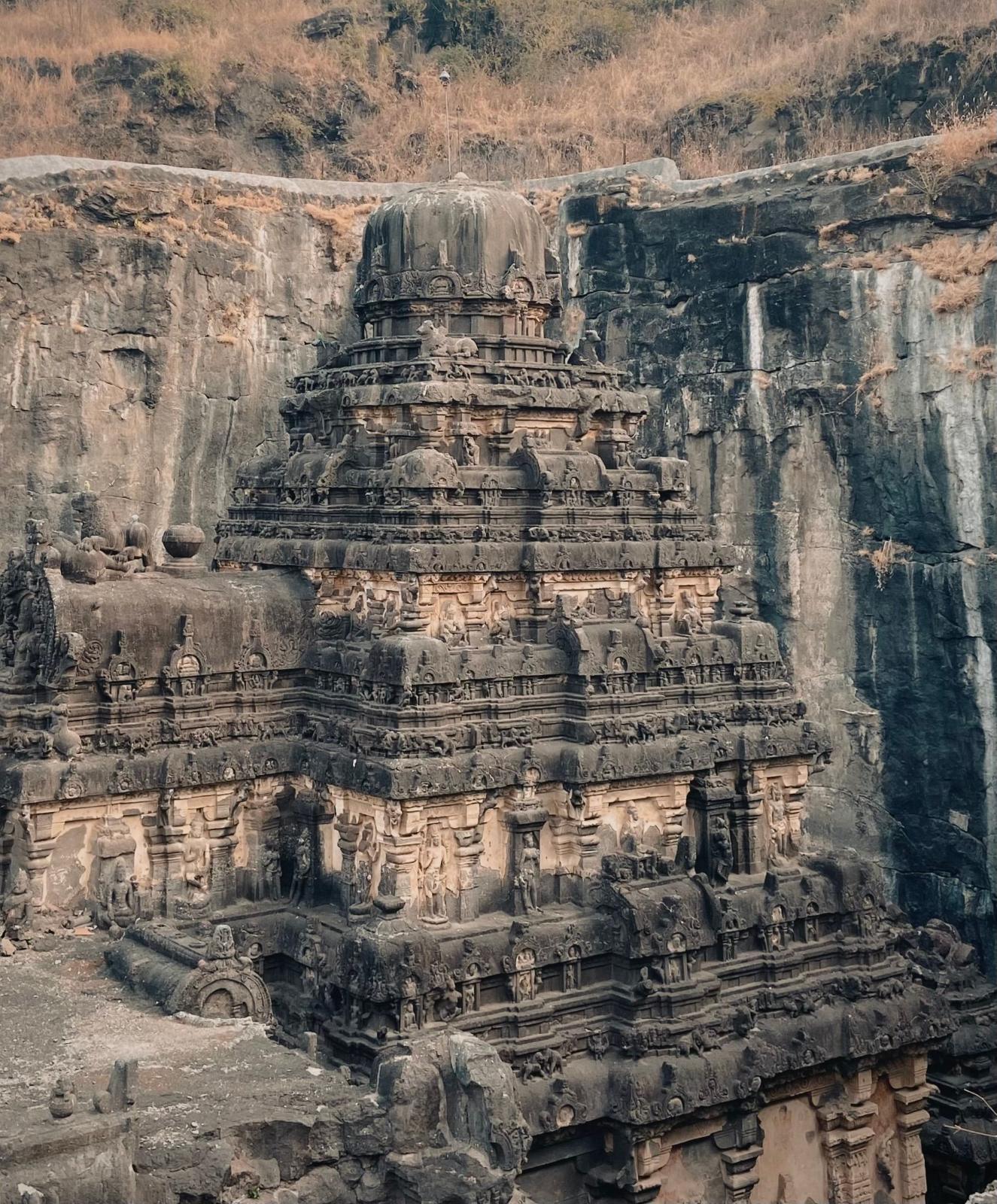 Kailasa Temple at Ellora, carved from a single rock.
